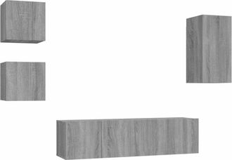 vidaXL 5 Piece TV Cabinet Set Grey Sonoma Engineered Wood vidaXL