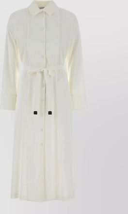 Max Mara linen blend belted shirt midi dress