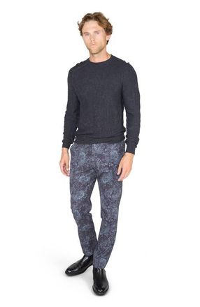 Lords of Harlech Cole Fully Fashioned Merino Wool Crewneck Sweater in Charcoal at Nordstrom, Size Xx-Large