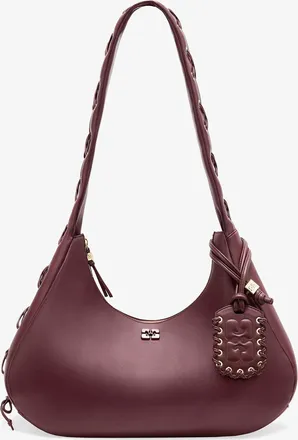 Ganni Burgundy Red Medium Laces Hobo Bag