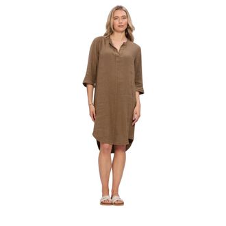 Nukus Kate Dress Mix - Dames - Shirt Kleedjes - Bruin - XS - Linnen - Kleedjes