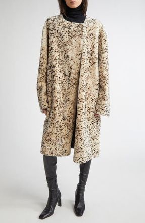 Toteme Stracciatella Shearling Coat in Black/White at Nordstrom, Size 6 Us