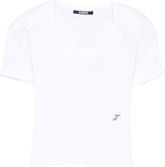 Jacquemus T-shirt in cotone con scollo ampio - Bianco