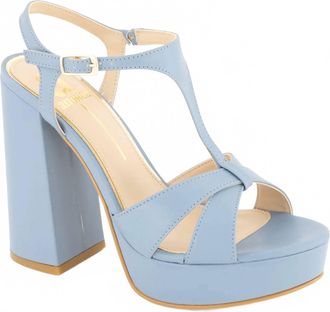 Andrea Womens Ankle-Strap Heeled Sandals In Blue/ Beige