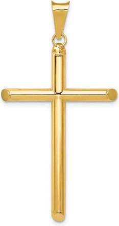 Diamond2Deal 14k Yellow Gold Polished Tube Cross Pendant