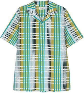 Lanvin checked cotton shirt - men - Mother of Pearl/Polyester/Cotton - 42 - Blue