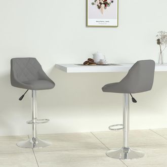 vidaXL Vidaxl - Taburetes De Cocina 2 Unidades Cuero Sint&eacute;tico Gris