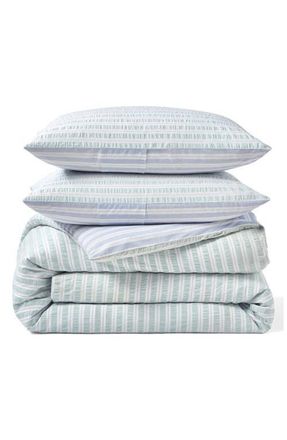 Peri Home Seersucker Stripe Comforter & Pillow Shams Set in Green/blue at Nordstrom, Size Full/queen
