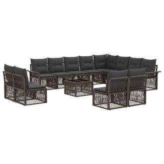 vidaXL Conjunto De Sof&aacute;s De Jard&iacute;n 13 Pcs Gris Rat&aacute;n Sint&eacute;tico Vidaxl