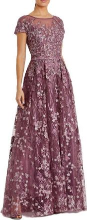 Mac Duggal Embellished Floral Cap Sleeve A Line Gown in Wisteria at Nordstrom, Size 10