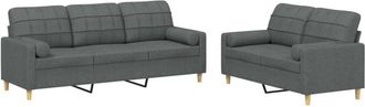 vidaXL Vidaxl - Juego De Sof&aacute;s Con Cojines 2 Piezas Tela Gris Oscuro