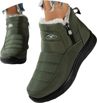 Generic Snow Boots Women Wide Fit Boots for Women UK Waterproof Mid Calf Snow Boot with Warm Fleece Lining Non-Slip Outdoor Traction Sole Easy Pull-On Design 