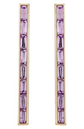 Vince Camuto Baguette Crystal Linear Drop Earrings in Gold Tone/Purple at Nordstrom Rack