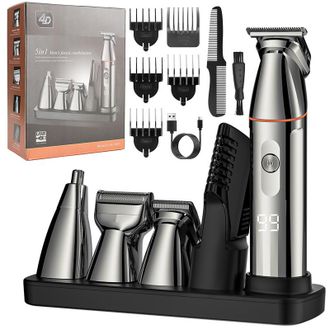 OEM Kit De Cortapelos Para Hombre, Recortador De Pelo Inal&aacute;mbrico, Recortador De Nariz, Cortapelos Para Hombre Con Pantalla Led, Plateado
