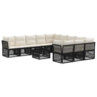 vidaXL Conjunto De Sof&aacute;s De Jard&iacute;n 12 Pcs Negro Rat&aacute;n Sint&eacute;tico Vidaxl
