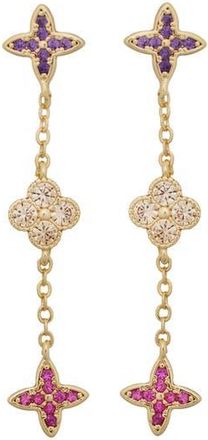Panacea Multicolor Cubic Zirconia Clover Linear Drop Earrings in Multi Gold at Nordstrom Rack