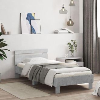 vidaXL Giroletto Testiera Grigio Cemento 75x190 cm Legno Multistrato Vidaxl