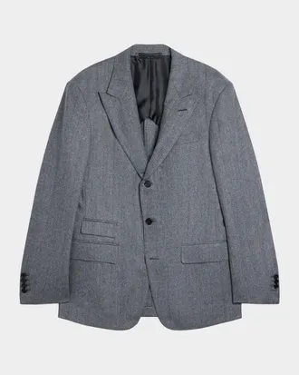Dunhill Men & apos;s Wool & Cashmere Herringbone Pinstripe Bourdon Sport Coat
