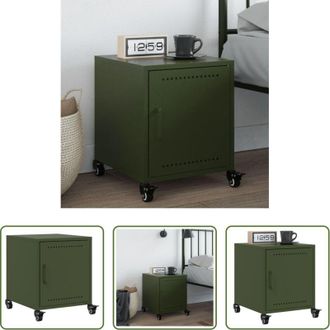 vidaXL Comodino verde oliva - Comodino Verde Oliva 36x39x43,5 cm in Acciaio