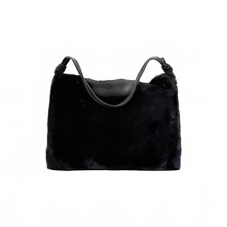 Cejon Ariana Plush Hobo Bag In Black