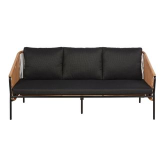 Maisons du monde Sof&aacute; de exterior de 3 plazas de resina reciclada beige y acero negro