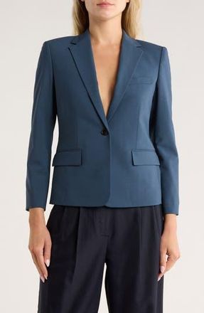 Theory Slim Fit Stretch Wool One Button Blazer in Ash Blue at Nordstrom Rack, Size 00