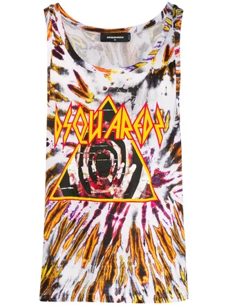 Dsquared2 Tanktop met tie-dye dessin - Wit