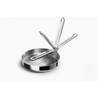 Joseph Joseph Sart&eacute;n Space Steel De Acero Inoxidable De 20 Cm (8), Mango Plegable, Ideal Para Cocinas Peque&ntilde;as, Distribuci&oacute;n Uniforme Del Calor, F&aacute;cil De Limpiar Y 