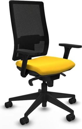 Piqueras y Crespo Piqueras Y Crespo - Horna sincro malla negra similpiel amarillo brazos 3D base piramidal ruedas 65mm nailon