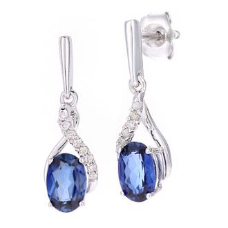 Diamant L'&eacute;ternel Womens 9ct White Gold 1.23ct Created Tanzanite and 0.06ct Diamond Earrings - One Size