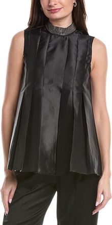 Gracia Jeweled High Neck Pleated Sleeveless Top