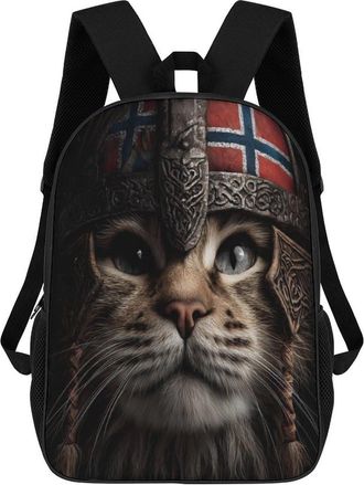 Generic Norwegian Cat Norway Flag Travel Backpack Laptop Nurse Bag Casual Daypack for Weekender Business Hiking 17 Inch