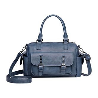 Generic Shoulder Bag PU Leather Tote Bag Designer Top Handle Purse for Women (Blue)