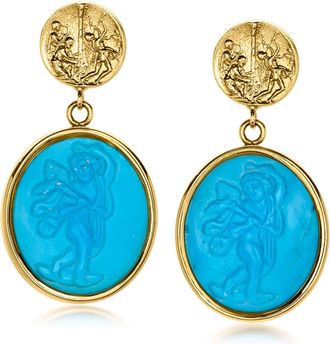 Ross-Simons Italian Tagliamonte Magnesite Eros With Torch Drop Earrings in 18kt Gold Over Sterling