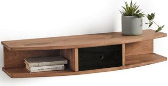 HOGAR 24 Mueble Recibidor Madera Maciza Natural Con Caj&oacute;n, Acabado Encerado Y Negro. Medidas: Largo 100 Cm X Ancho 30 Cm X Alto 18 Cm