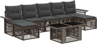vidaXL Conjunto De Sof&aacute;s De Jard&iacute;n 8 Uds. Gris Y Gris Oscuro Vidaxl