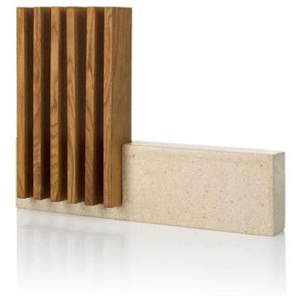 Arcos Arcos Soporte De Cuchillos Petra - Hecho De Piedra Caliza Y Madera - 28x36x7 Cm - Capacidad 6 Cuchillos (cuchillos No Incluidos)