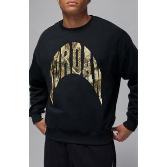 Nike Jordan x Realtree Oversize Graphic Crewneck Sweatshirt in Black/Sail at Nordstrom, Size Medium