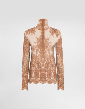 Dolce & Gabbana Chantilly Lace Blouse - Woman Shirts And Tops Beige 38