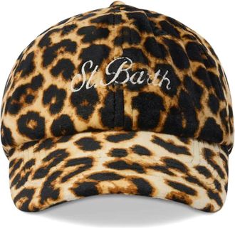 MC2 Saint Barth Honkbalpet met geborduurd logo en luipaardprint - Beige