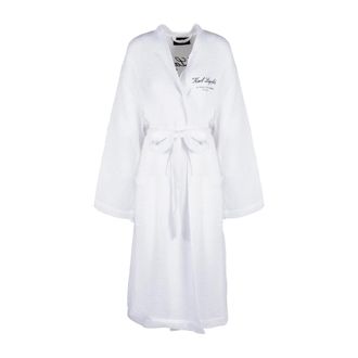 Karl Lagerfeld Hotel Karl Wafel Badjas - Dames - Badjassen - Wit - L - Katoen - Nachtkleding
