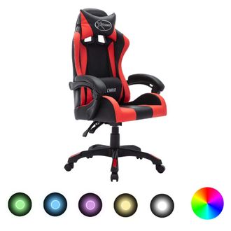 vidaXL Vidaxl - Sedia Da Gaming Con Luci A Led Rgb Rossa E Nera In Similpelle