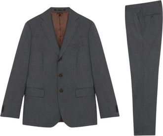 Brooks Brothers Grijs Virgin-Wool Pak - Heren - Business pakken - Grijs - 2XL - Leer - Kostuums