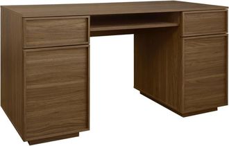 Sweeek Escritorio efecto madera con 2 puertas y 2 cajones, 140cm, nogal