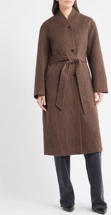 Rails Roland Tie Waist Wool Blend Coat in Heather Umber at Nordstrom Rack, Size X-Large