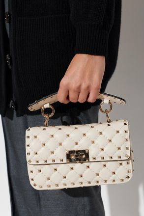 Valentino Garavani Leather Bag With Studs, Womens, Cream