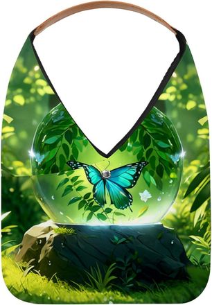 Generic Butterfly Crystal Ball Reusable Lightweight Grocery Bags - Foldable Into Compact Pouch, Washable & Sturdy, Multipurpose for Shopping and Travel