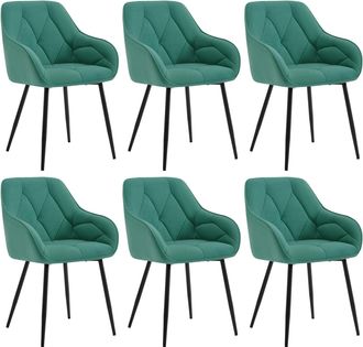 Woltu Woltu - Juego De 6 Sillas Modernas De Cocina O Sal&oacute;n En Terciopelo Con Patas De Metal, Azul Claro