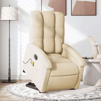 vidaXL Vidaxl - Sill&oacute;n De Masaje El&eacute;ctrico Reclinable Elevable Tela Crema
