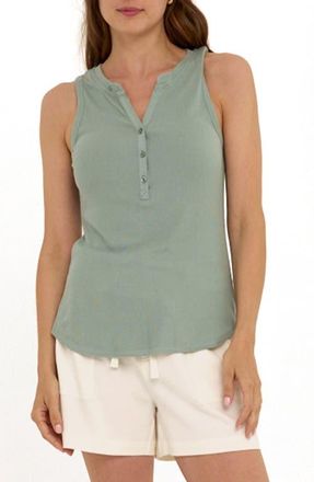 Threads 4 Thought Akia Feather Ribbed Henley Tank in Wasabi at Nordstrom, Size X-Large